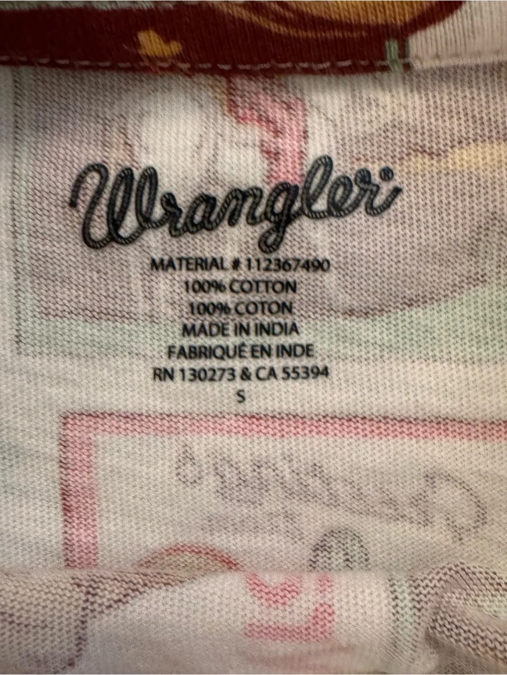 Wrangler Kids' size small Cream Long-Sleeve Western Print Tee